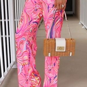 Lilly Pulitzer Pink and Blue Swirl Wide Leg Pants